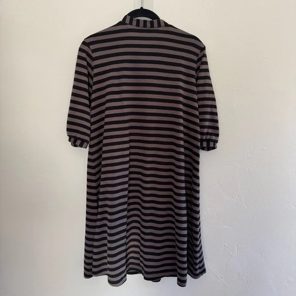 Marimekko Kaste A-Line Dress Cotton Stripes Pockets * FLAWS * - Picture 3 of 16